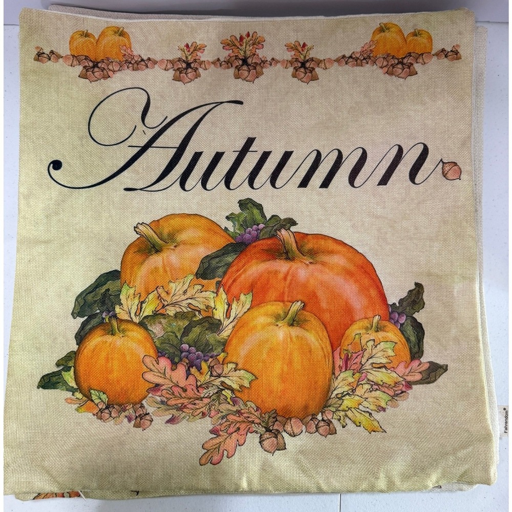 Fall Pumpkin Pillow Cover Bundle Autumn Farmhouse Zippered Covers Set of 3